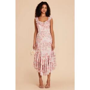 Birdy Grey Ginny Chiffon Maxi Dress Pink Floral Bridesmaid 2X NWT